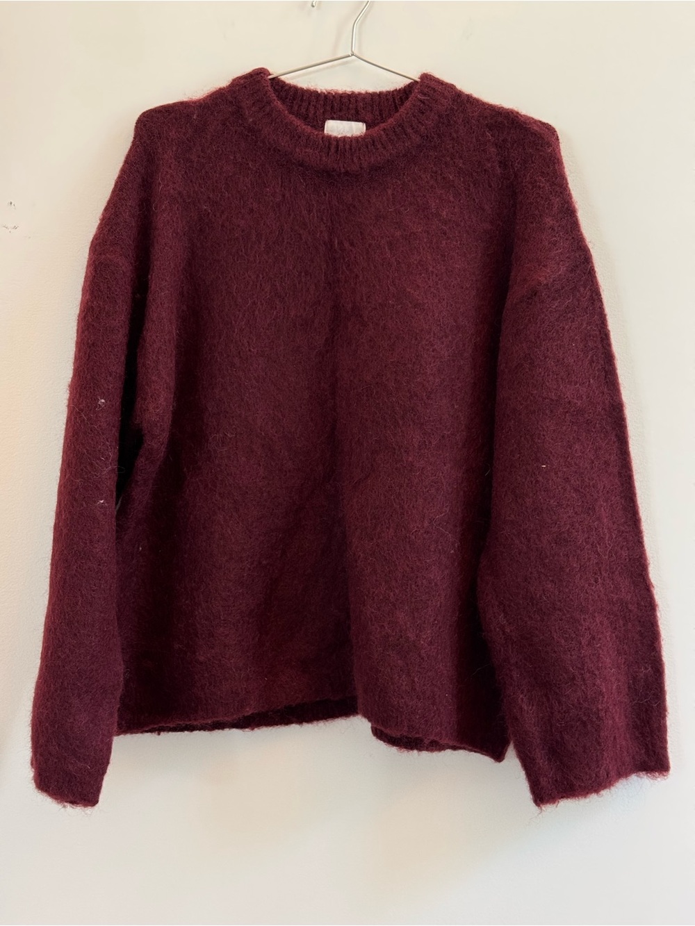H&M Maroon Fuzzy Crewneck Sweater